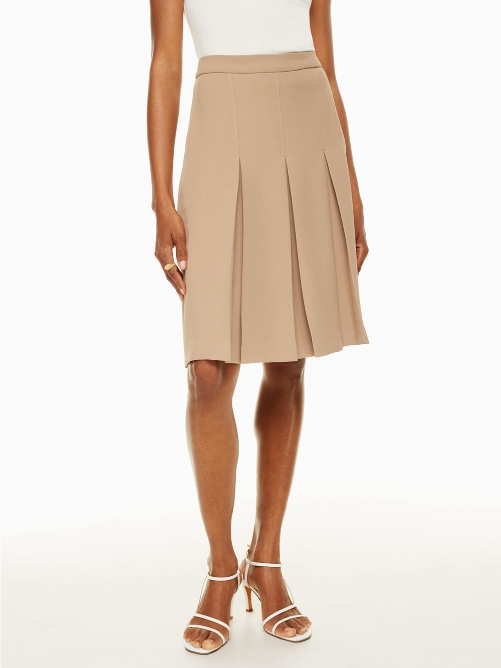 Atitzia Wilfred Windmill Pleated Skirt In Gold Camel Size 6